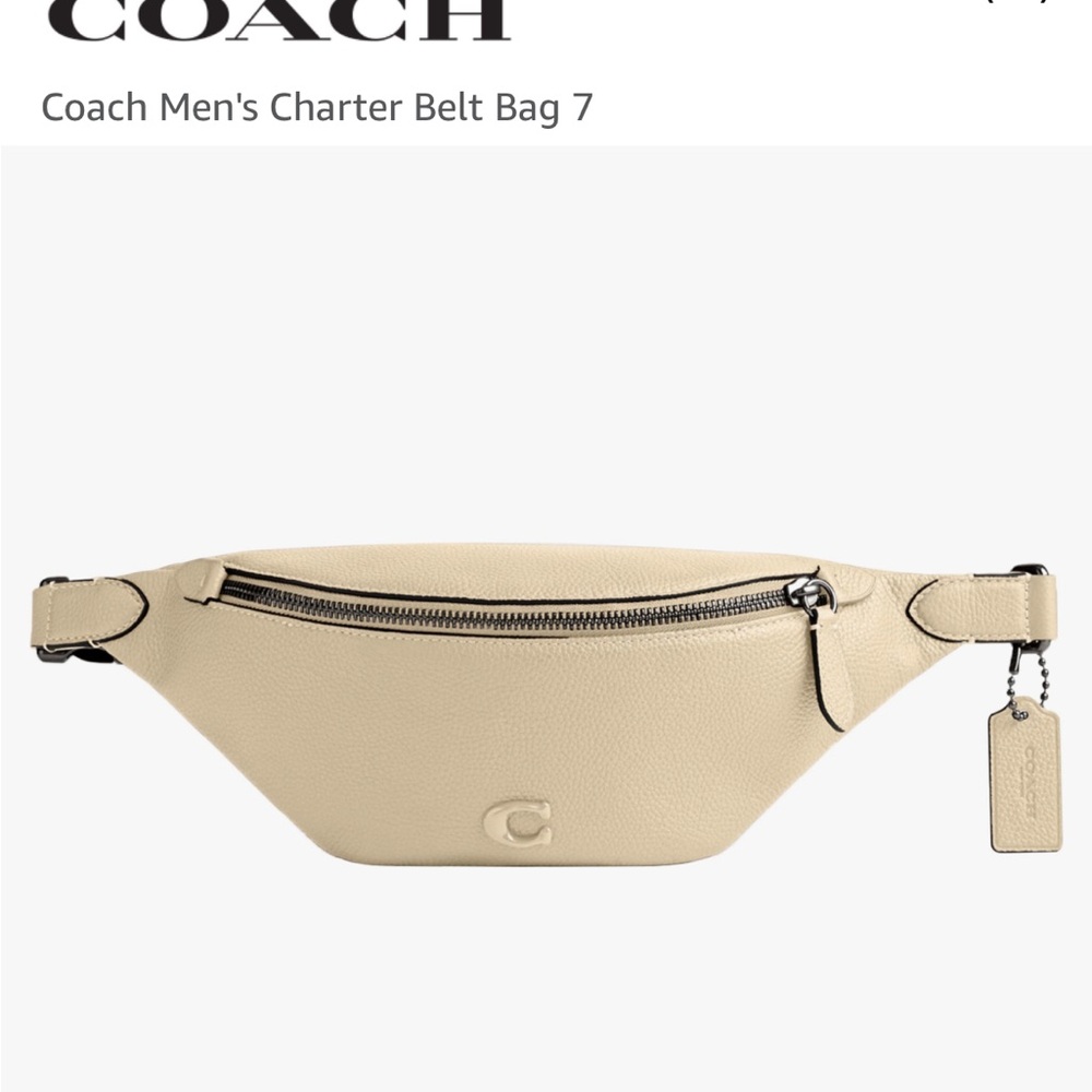Coach Cream Belt Bag with Adjustable Strap and Textured Leather mens or womens